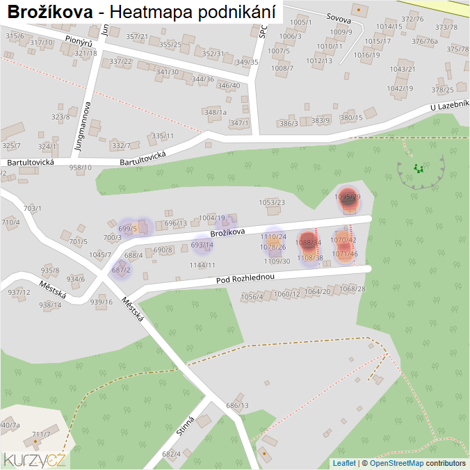 Mapa Brožíkova - Firmy v ulici.