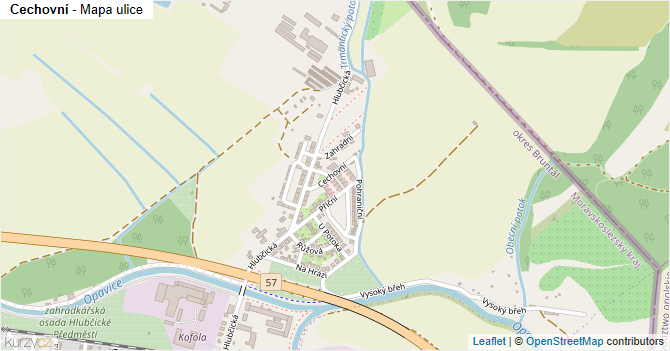 Cechovní - mapa ulice