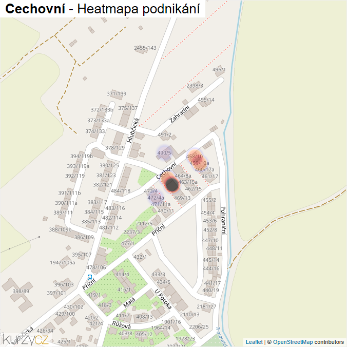 Mapa Cechovní - Firmy v ulici.