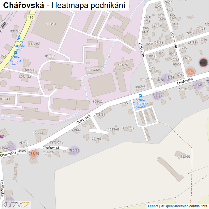 Mapa Chářovská - Firmy v ulici.