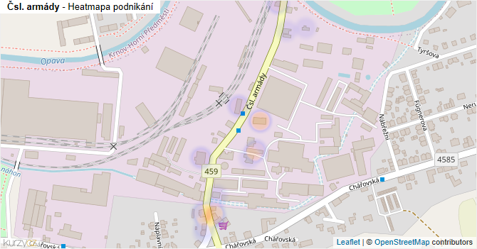 Čsl. armády - mapa podnikání