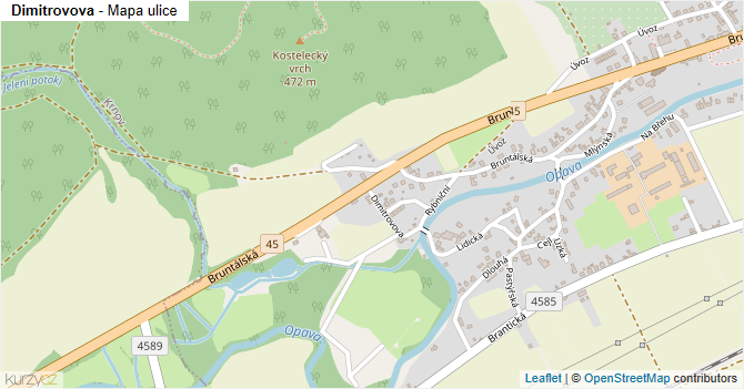 Dimitrovova - mapa ulice