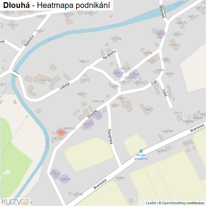 Mapa Dlouhá - Firmy v ulici.