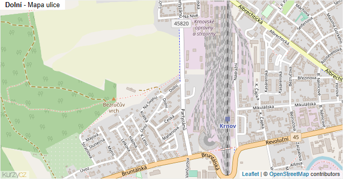 Dolní - mapa ulice