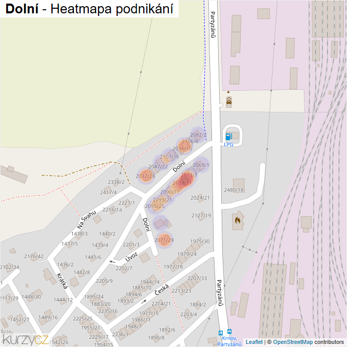 Mapa Dolní - Firmy v ulici.