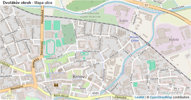 Dvořákův okruh - mapa ulice