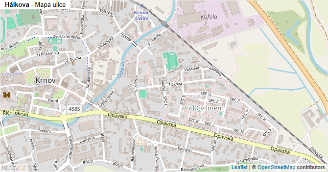 Hálkova - mapa ulice