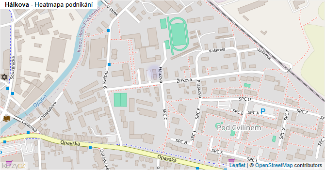 Hálkova - mapa podnikání