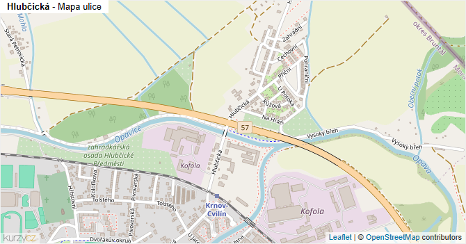 Hlubčická - mapa ulice