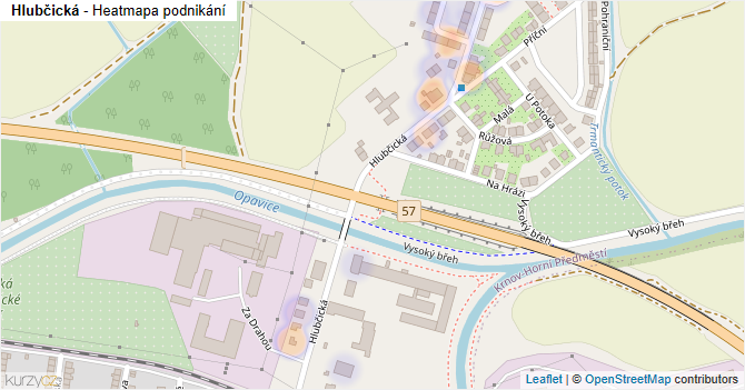 Hlubčická - mapa podnikání