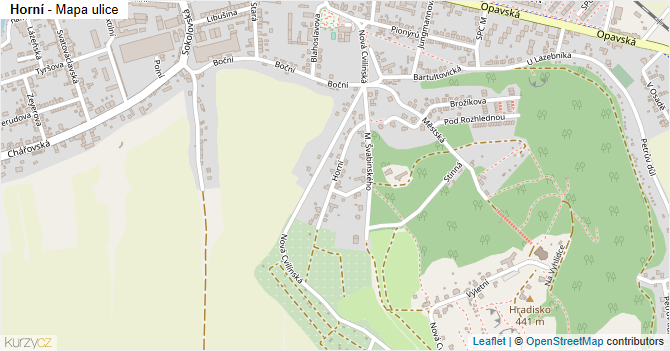 Horní - mapa ulice