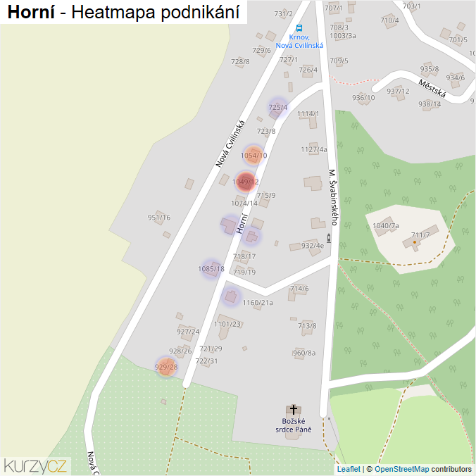 Mapa Horní - Firmy v ulici.