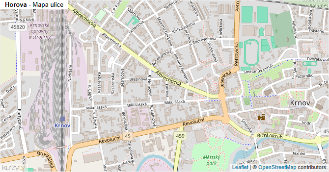 Horova - mapa ulice