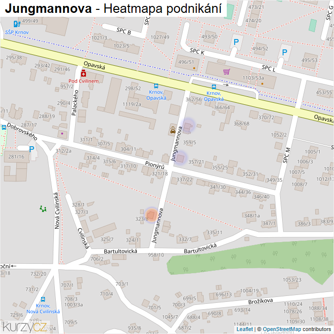 Mapa Jungmannova - Firmy v ulici.