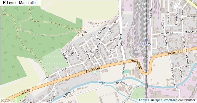 K Lesu - mapa ulice