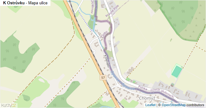 K Ostrůvku - mapa ulice
