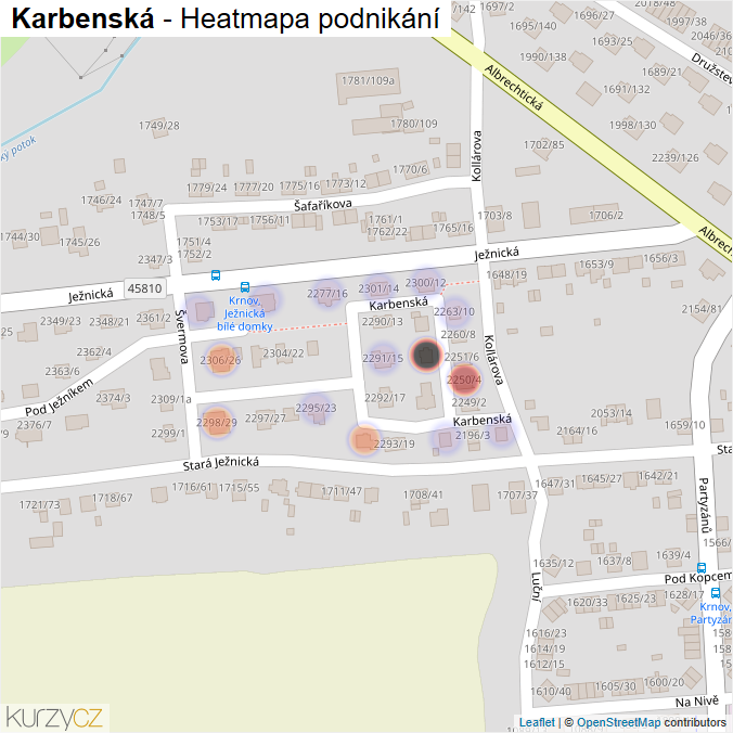 Mapa Karbenská - Firmy v ulici.
