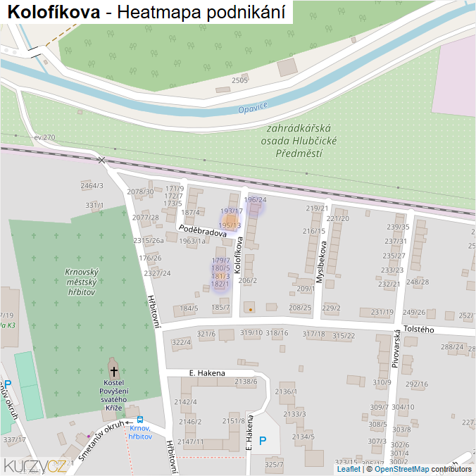Mapa Kolofíkova - Firmy v ulici.