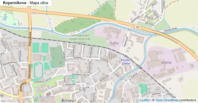 Koperníkova - mapa ulice