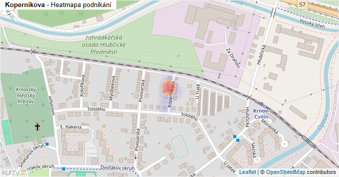 Koperníkova - mapa podnikání