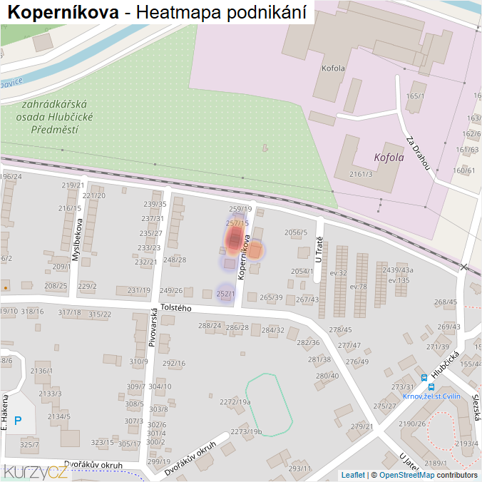 Mapa Koperníkova - Firmy v ulici.