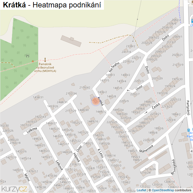 Mapa Krátká - Firmy v ulici.