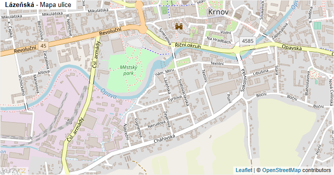 Lázeňská - mapa ulice