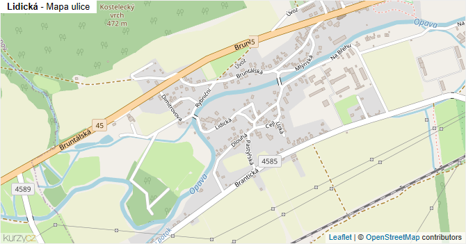 Lidická - mapa ulice