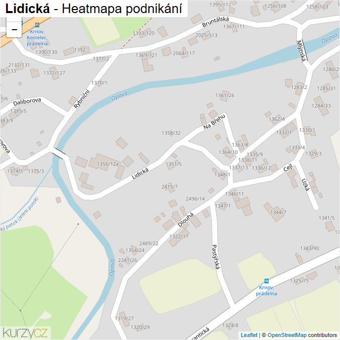 Mapa Lidická - Firmy v ulici.