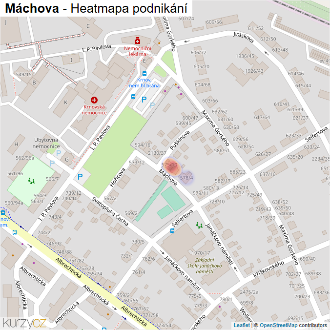 Mapa Máchova - Firmy v ulici.