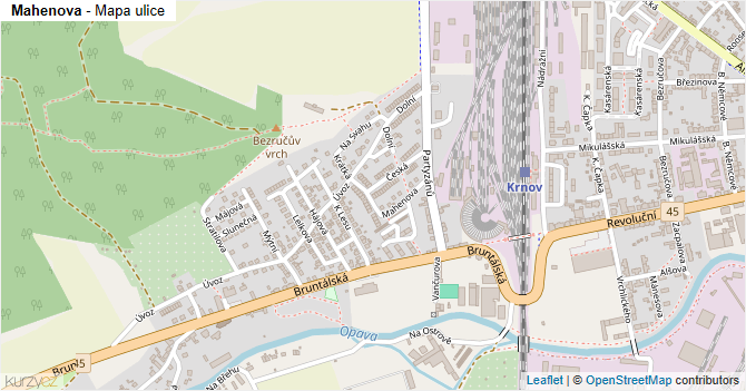 Mahenova - mapa ulice