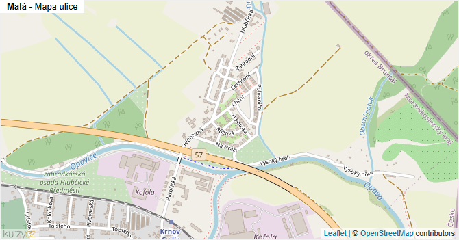 Malá - mapa ulice