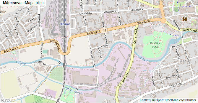 Mánesova - mapa ulice