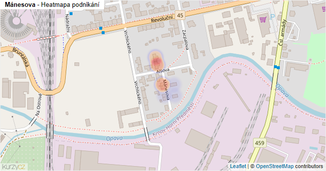 Mánesova - mapa podnikání