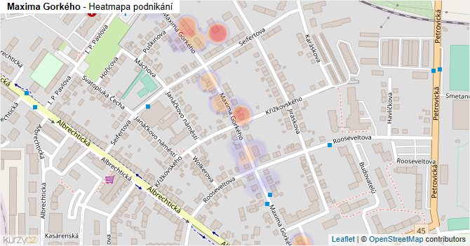 Maxima Gorkého - mapa podnikání