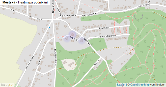 Městská - mapa podnikání