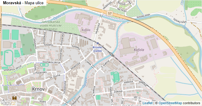 Moravská - mapa ulice