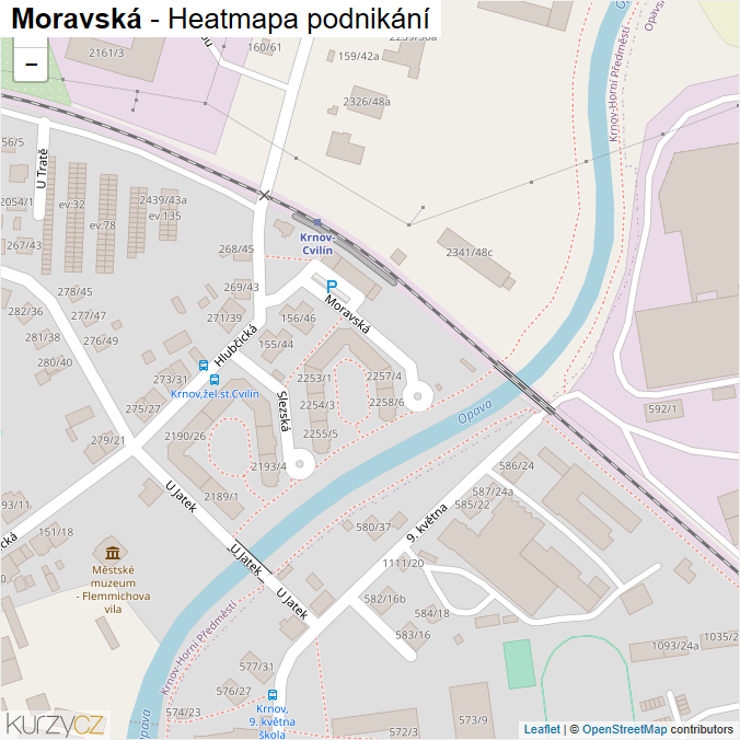 Mapa Moravská - Firmy v ulici.