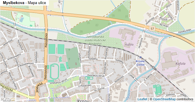 Myslbekova - mapa ulice
