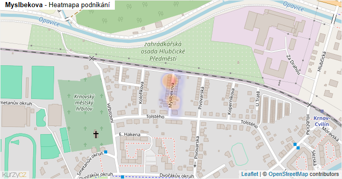 Myslbekova - mapa podnikání