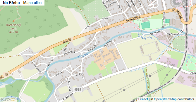 Na Břehu - mapa ulice