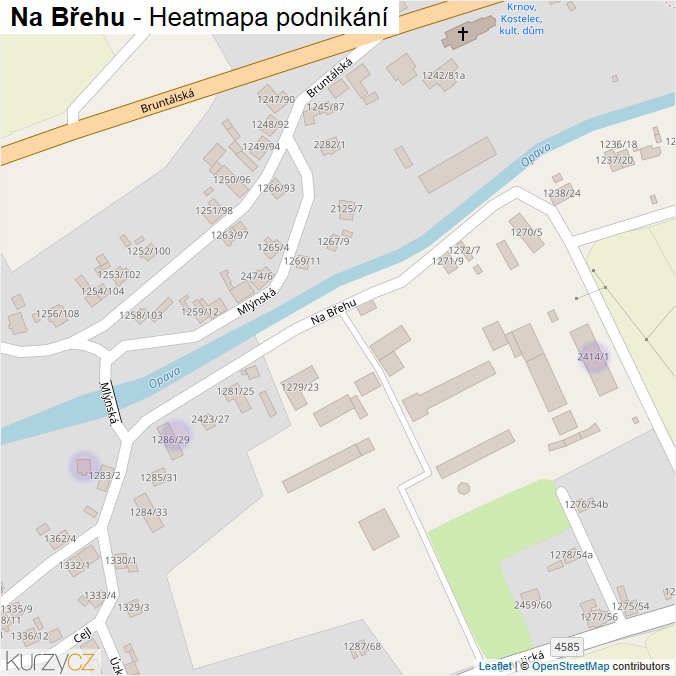 Mapa Na Břehu - Firmy v ulici.
