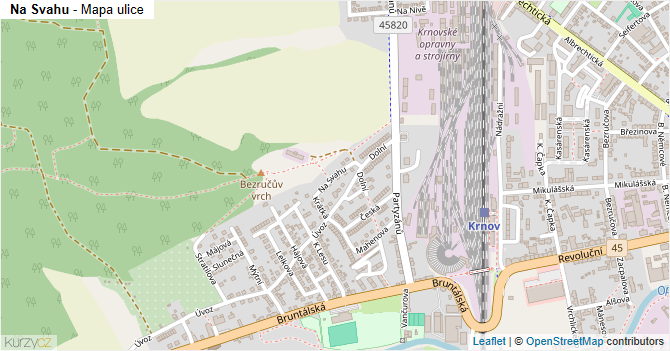 Na Svahu - mapa ulice