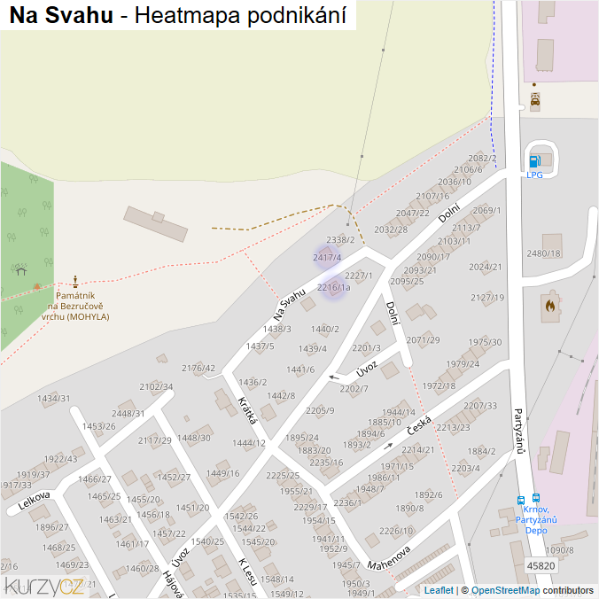 Mapa Na Svahu - Firmy v ulici.