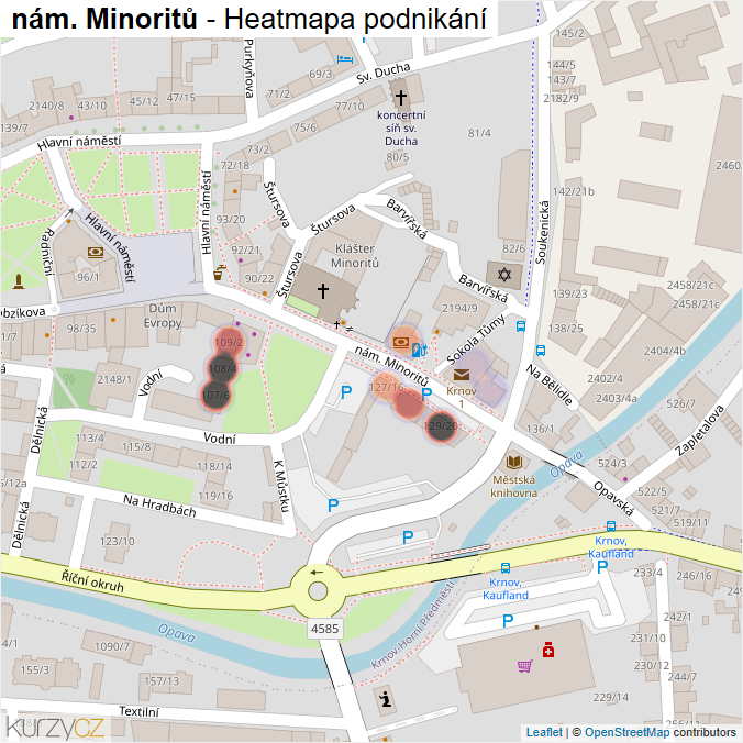 Mapa nám. Minoritů - Firmy v ulici.