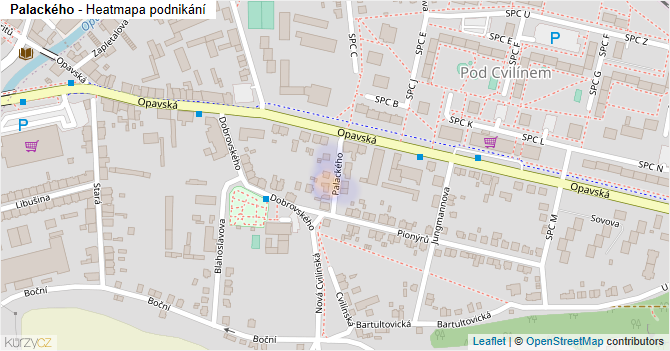 Palackého - mapa podnikání