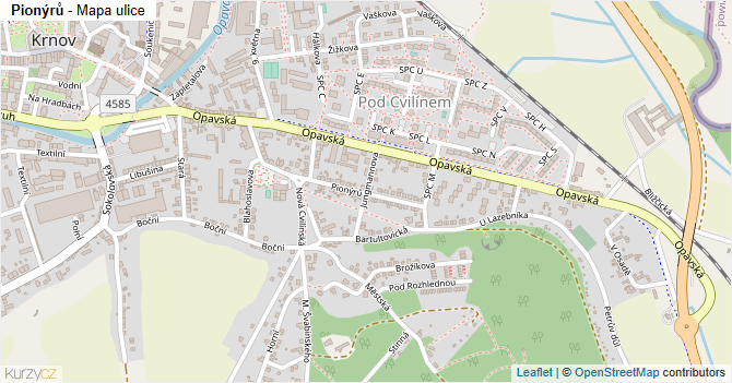 Pionýrů - mapa ulice