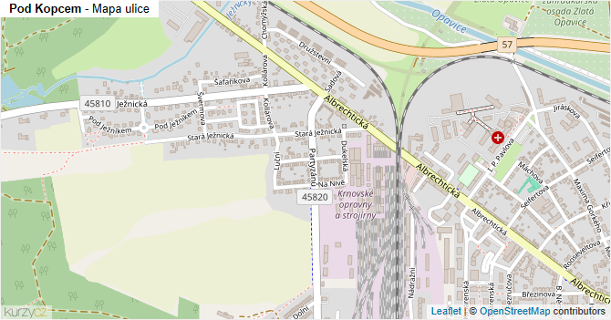 Pod Kopcem - mapa ulice
