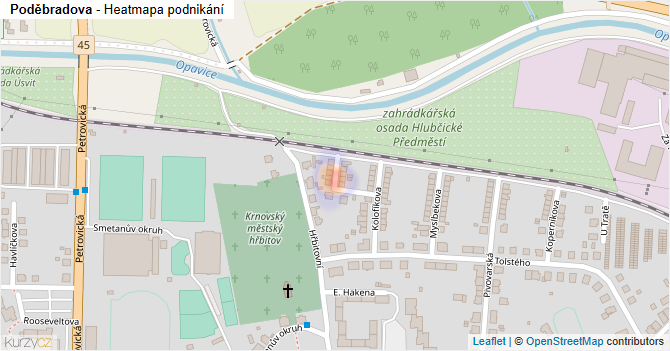 Poděbradova - mapa podnikání