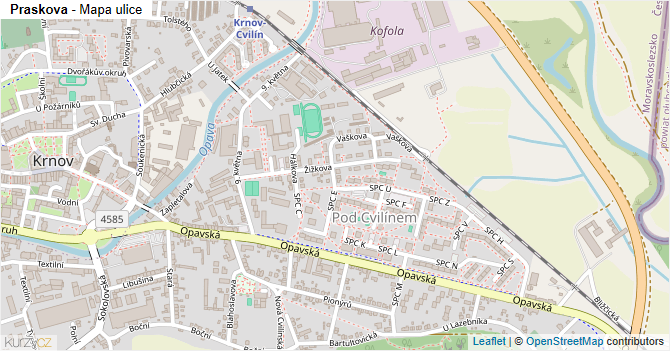 Praskova - mapa ulice